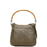 グッチ バンブー ハンドバッグ ショルダーバッグ 2WAY 000 2404 0509 ブラウン カーキ ナイロン レザー レディース GUCCI 【中古】